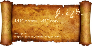 Jánossy Áron névjegykártya